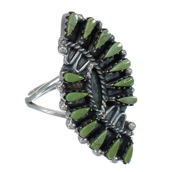 Southwest Turquoise Sterling Silver Needlepoint Ring Size 7-3/4 QX81307